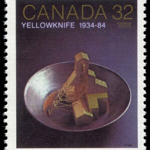 Canada Stamp #1009 - Gold mine head frame in pan (1984)