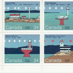 CANADA #1066A (1985), CANADIAN LIGHTHOUSES II PLATE BLOCK,  MINT NH