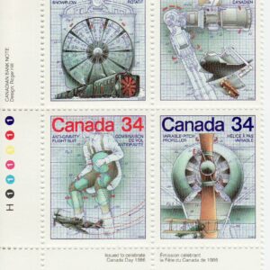 Canada Stamp PB#1102a - Canada Day - Science and Technology - 1 (1986) 4 x 34¢