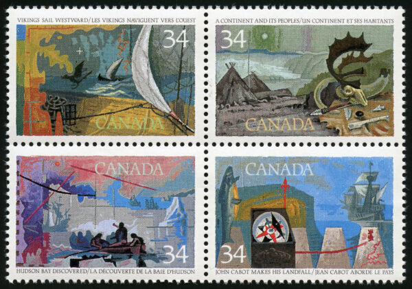 Canada Stamp #1107a - Exploration of Canada-1 (1986) 4 x 34¢ Se-tenant block (1104-1107)