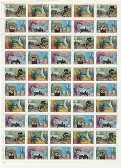 CANADA SHEET (ERRORS)- Scott 1104-1107 - NH - inscription - 34¢ Exploration