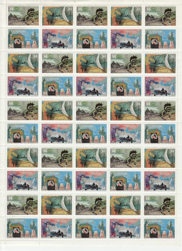 CANADA SHEET (ERRORS)- Scott 1104-1107 - NH - inscription - 34¢ Exploration