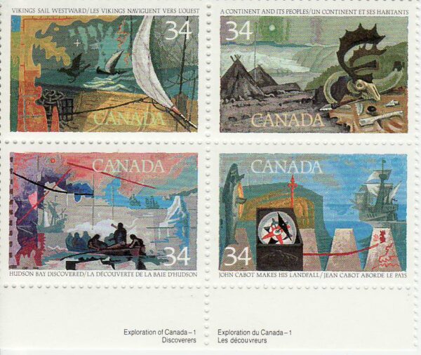 CANADA NO 1107A-I, (1986) EXPLORATION OF CANADA, WITH PINK PRINT FLAW, MINT NH