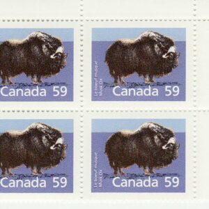 Canada PLATE BLOCK #1174 - Musk Ox (1989) 59¢