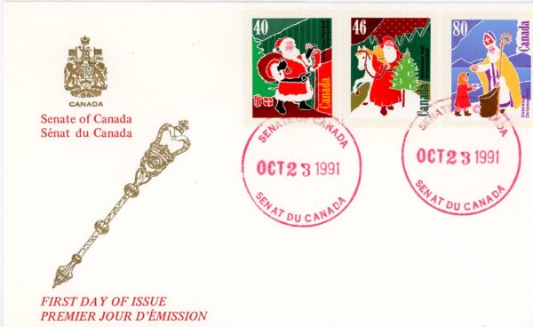 Canada FDC #1339-41 - Christmas (Personages) (1991)  1 x 40¢, 1 x 46¢, 1 x 80¢ - Image 2