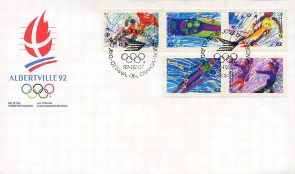 Canada FDC #1403a - Winter Olympics (1992) 5 x 42¢