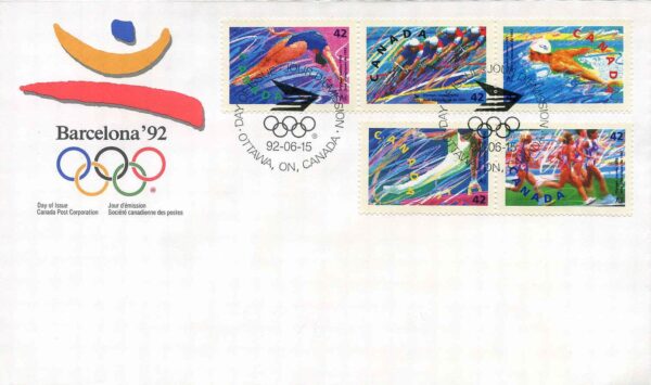 Canada OFDC#1418a - Summer Olympics (1992) 5 x 42¢
