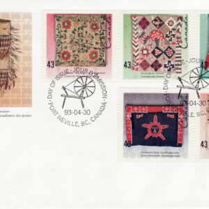 Canada FDC #1465a - Hand-Crafted Textiles (1993) 5 x 43¢