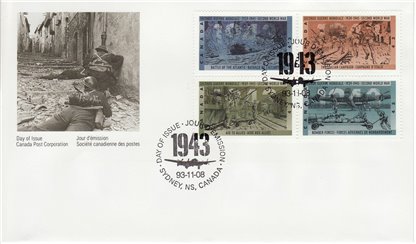 CANADA FDC #1506A -1993 The 50th Anniversary of Second World War