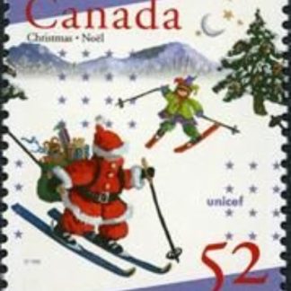 Canada Stamp #1628 - Santa and elf skiing (1996) 52¢