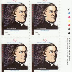Canada PLATE BLOCK #1637 - Charles-Émile Gadbois, musicologist (1997) 45¢