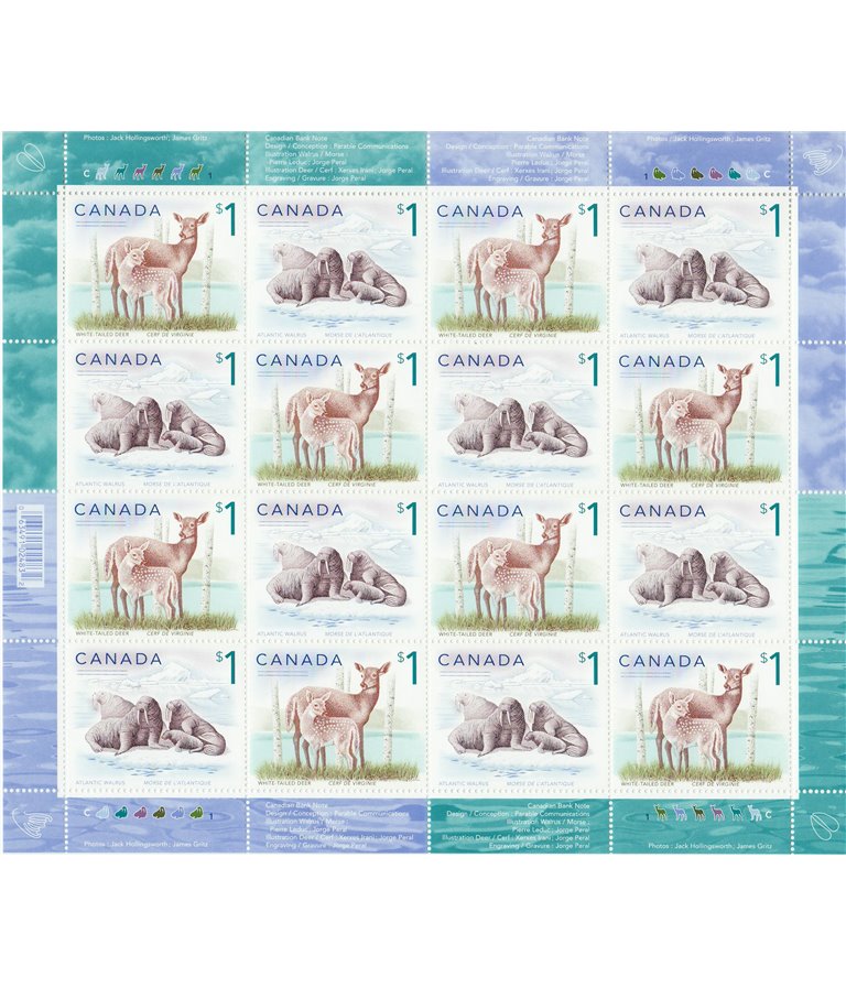 Canada SHEET #1689ai - Wildlife Definitives-High Values (2005) 16X$1 (2009 reprint)