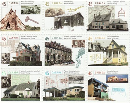 Canada Stamps - Housing in Canada # 1755 (a-i) Complete block of 9, 1998