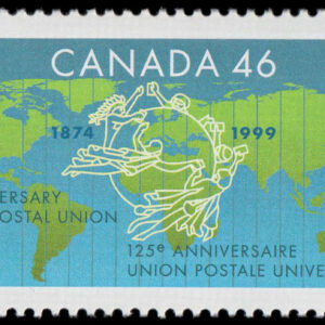 Canada Stamp #1806 - UPU emblem on world map (1999) 46¢