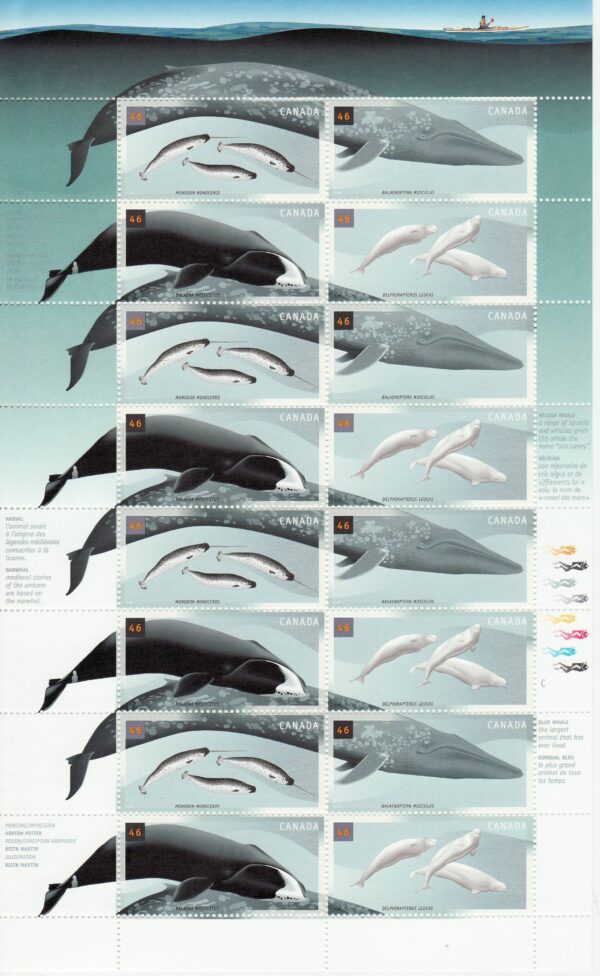 Canada STAMP SHEET#1871a - Whales (2000) 4 x 46¢ - Image 2