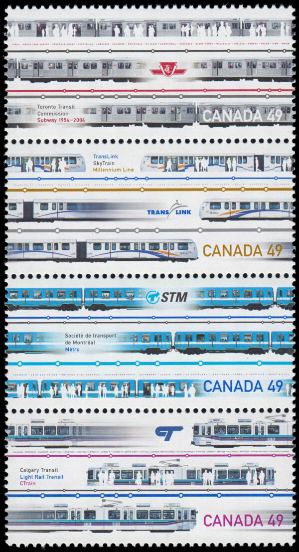 Canada Stamp SHEET#2031a - Urban Transit/Light rail (2004) 4 x 49¢ - Image 2