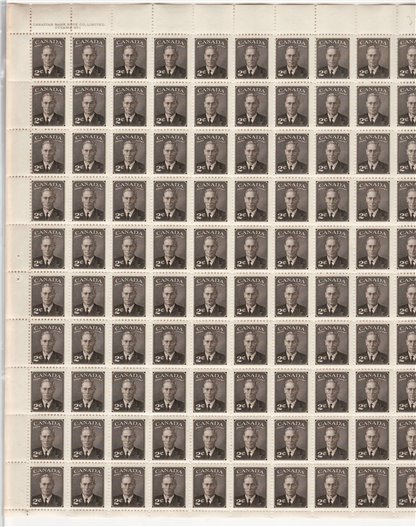 Canada SHEET #285 - King George VI (1949) 2¢ with "POSTES - POSTAGE"