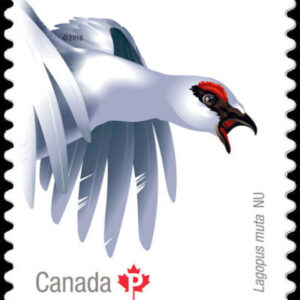 Canada Stamp #2934i - Rock ptarmigan (2016) P (85¢) Die cut to shape from Quarterly Pack