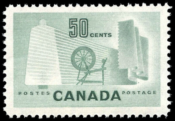 Canada Stamp #334 - Textile Industry (1953) 50¢ - Image 2