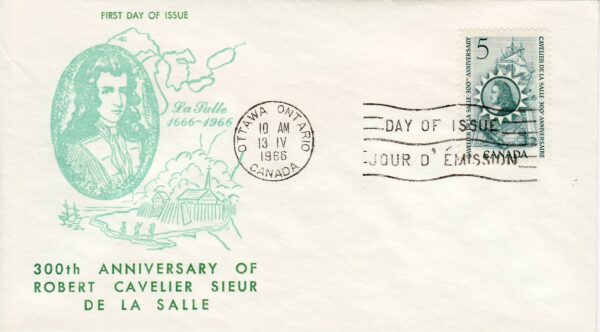 Canada FDC #446 - Cavelier de La Salle (1966) 5¢