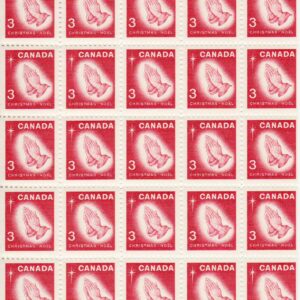 Canada SHEET #451Q - Praying Hands (1966) 25 x 3¢ TAGGED