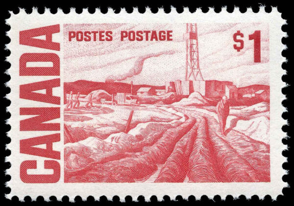 Canada Stamp #465B - Edmonton Oil Field, by H.G. Glyde (1967) $1