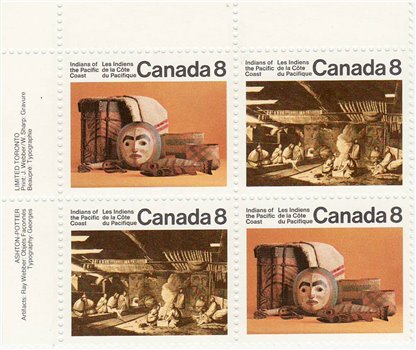 Canada Stamp #571a - Pacific Coast Indians (1974) 2 x 8¢