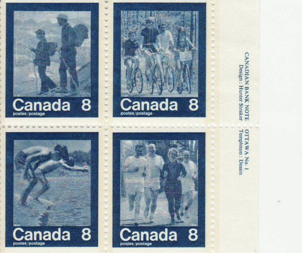 Canada Stamp PB#632aI - "Keep Fit" Summer Sports (1974) 4 x 8¢