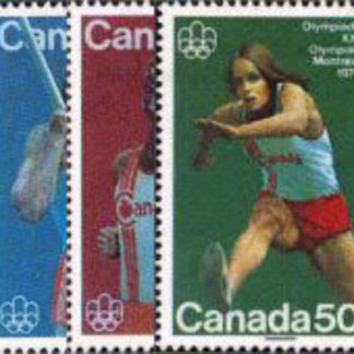 Canada Stamp #664-6 - Track and Field Sports (1975) 1 x 20¢, 1 x 25¢, 1 x 50¢