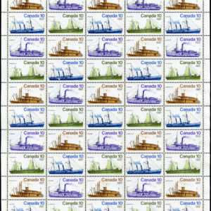 Canada SHEET #703a - Inland Vessels (1976) 4 x 10¢ WITH ERRORS