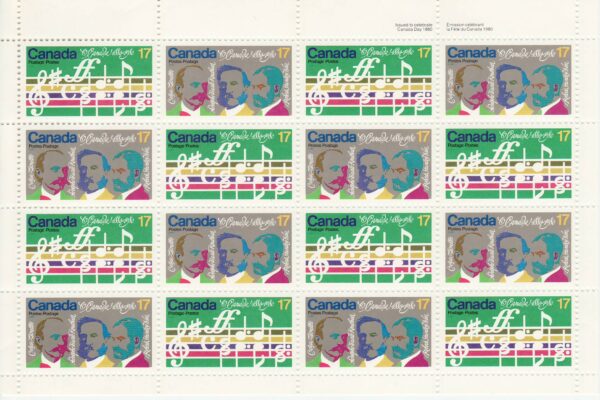 Canada SHEET#858ai - O Canada Centenary (1980) 16 x 17¢ Se-tenant pair (857, 858i) - Image 2