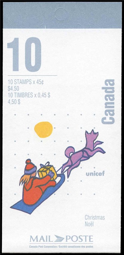 Canada Stamp Booklet - #BK196 Delivering gifts by sled (1996)