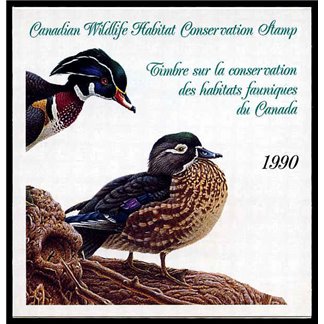 Canadian Wildlife Habitat Conservation Stamp #FWH6 - Wood Ducks (1990) $7.50