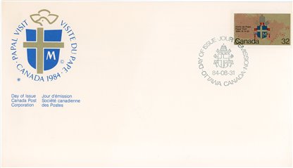 SPECIAL EVENT - COVERS (11) (1984) 11 X 32c Canada Stamp #1030 - Papal coat-of-arms and map