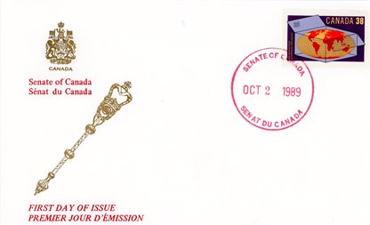 SENATE OF Canada FDC #1251 - World in Carton (1989) 38¢