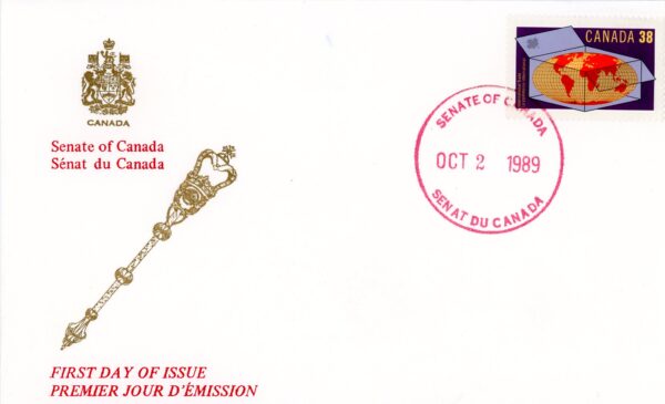 SENATE OF Canada FDC #1251 - World in Carton (1989) 38¢