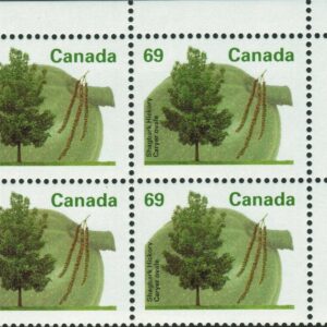 Canada PLATE BLOCK #1369 - Shagbark Hickory (1994) 69¢