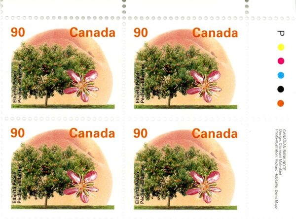 Canada Stamp PB#1374i - Elberta Peach (1995) 90¢ - Image 2