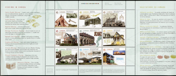 Canada Stamp #1755 - Housing in Canada (1998) 9 x 45¢ - Image 2