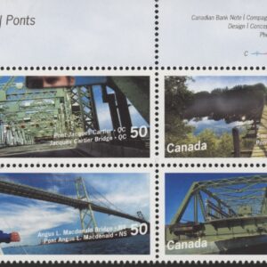 Canada Stamp plate block#2103a - Canadian Bridges (2005) 4 x 50¢