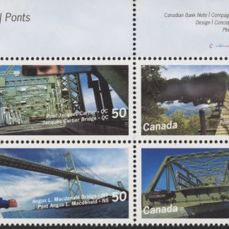 Canada Stamp plate block#2103a - Canadian Bridges (2005) 4 x 50¢