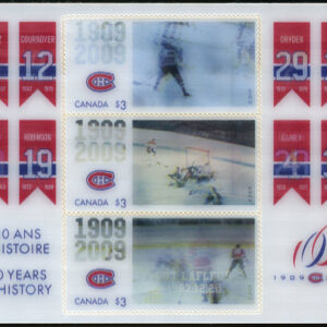 Canada Stamp #2340 - Montreal Canadiens 100th Anniversary (2009) 3 x $3