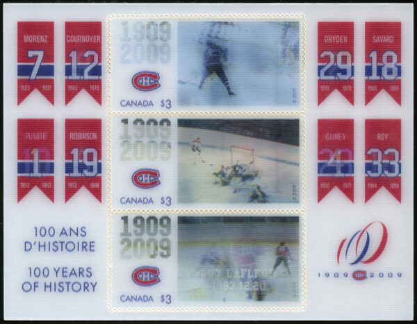 Canada Stamp #2340 - Montreal Canadiens 100th Anniversary (2009) 3 x $3