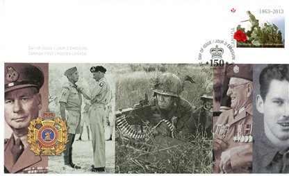 Canada FDC#2684 - Poppies over Painting, Assault on Assoro by Ted Zuber (2013) P (63¢)