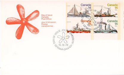 Canada OFDC#779a - Ice Vessels (1978) 4 x 14¢