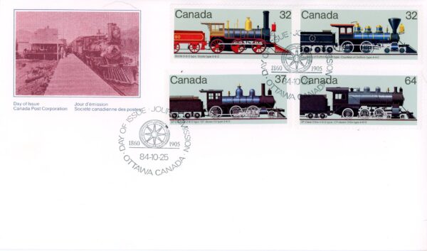 Canada OFDC#1036-9 - Canadian Locomotives (1860-1905)-2 (1984) 2 x 32¢, 1 x 37¢, 1 x 64¢ - Image 2