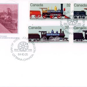 Canada OFDC#1036-9 - Canadian Locomotives (1860-1905)-2 (1984) 2 x 32¢, 1 x 37¢, 1 x 64¢