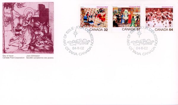 Canada OFDC#1040-42 - Christmas (1984) 1 x 32¢, 1 x 37¢, 1 x 64¢ - Image 2