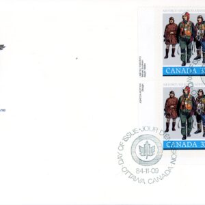 Canada OFDC#1043 - Pilots in flying dress (1984) 32¢ PLATE BLOCK