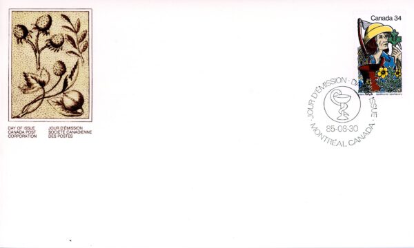 Canada OFDC#1060 - Hébert and Apothecary objects (1985) 34¢ - Image 2